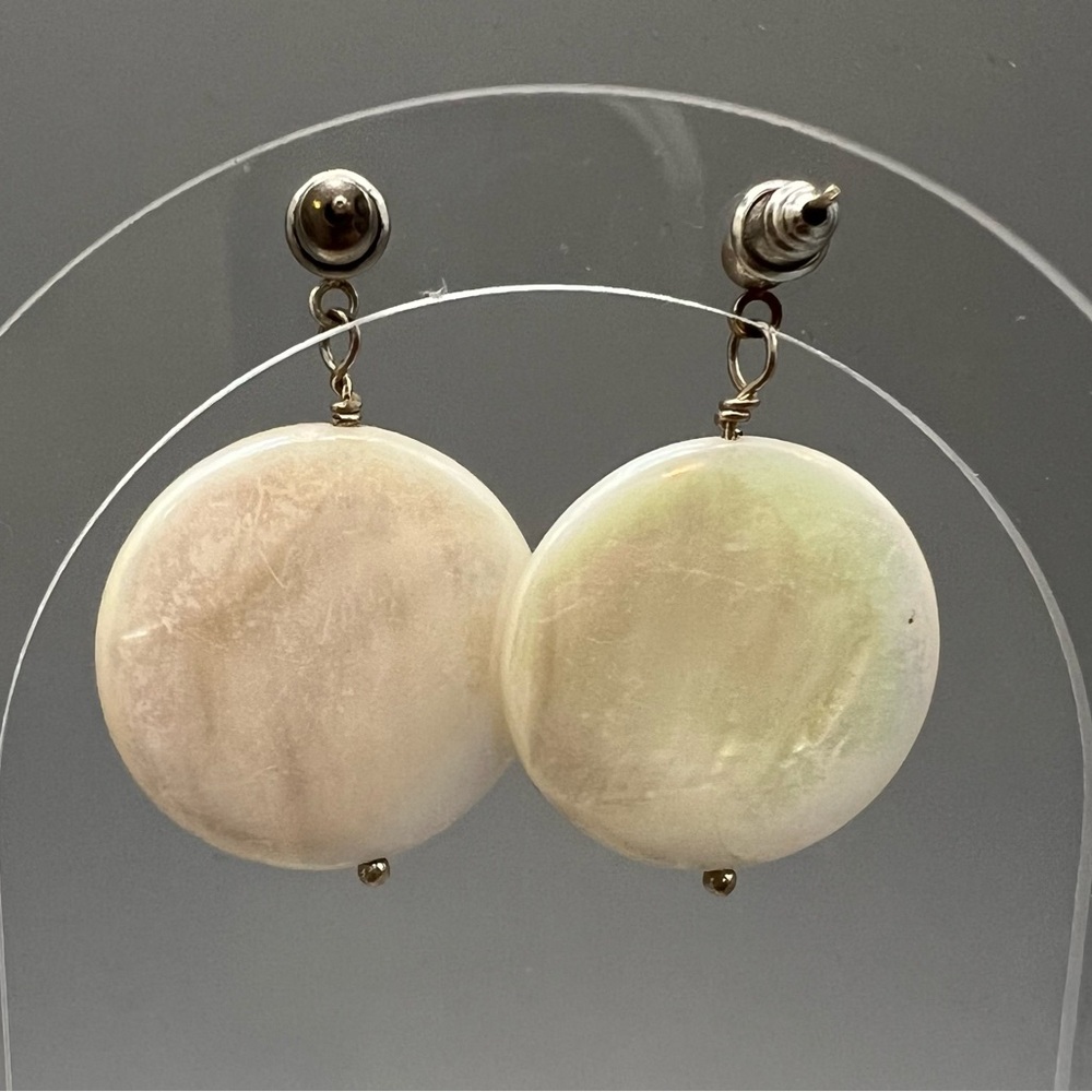 Silver Dipped Shell Style Dangle Earrings - image 4